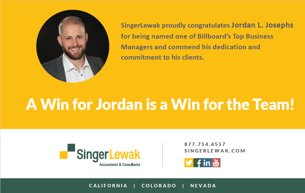 Billboard Names Jordan Josephs to its Coveted “Top Business Managers” List